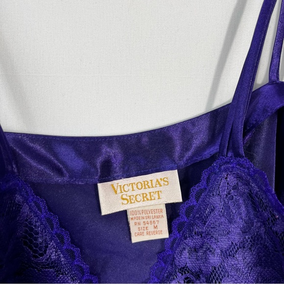 Victoria’s Secret Gold Label 90s Vintage Purple Lace Cropped Tank Top Medium M - Picture 2 of 5